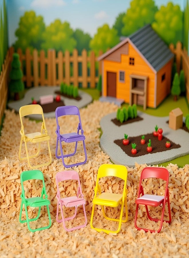 Qintreesify 5Pcs Multicolour Simulation Mini Folding Back Small Chair Model Dollhouse Doll House Miniature Plastic Scene Props for Micro Landscape Dollhouse Furniture Mini Chair Dollhouse Accessories (1/12) - Image 4